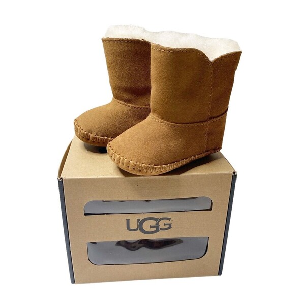 —-SOLD—— Ugg Infant Girl Chestnut Tan Caden Fur Lined Booties 0/1 XS 0-6 Months - Picture 1 of 6